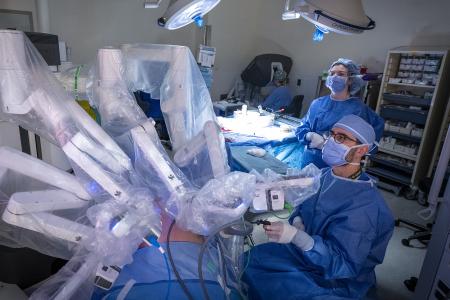 Dr. Sunil Patel performing colorectal robotic surgery
